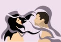 Kissing beauty couple in their dreams Royalty Free Stock Photo