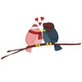 Kissing birdies on a branch