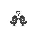 Kissing birds and heart vector icon