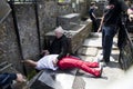 Kissing Blarney stone at Blarney castle Ireland Royalty Free Stock Photo