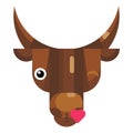 Kissing Bull Face Emoji, Happy Cow Blowing Kiss Icon Isolated Emotion