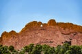 The Kissing Camels rock formation at the Garden of the Gods near Colorado Springs in the Rocky Mountains - rock seems grainy Royalty Free Stock Photo