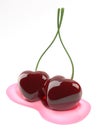 Kissing cherries heart shaped