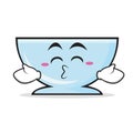 Kissing closed eyes bowl character cartoon style