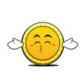 Kissing closed eyes coin cartoon character