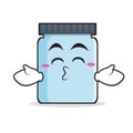 Kissing closed eyes jar character cartoon style