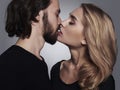 Kissing couple.beautiful woman and handsome man.lovely boy and girl Royalty Free Stock Photo