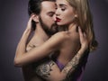 Kissing couple. beautiful woman and handsome man. lovely boy and girl Royalty Free Stock Photo