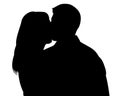 Kissing couple silhouette witn clipping path Royalty Free Stock Photo