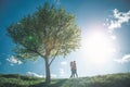 Kissing couple in summer nature Royalty Free Stock Photo