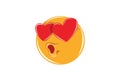Kissing emoticon with heart on eyes on white for Mobile and Web