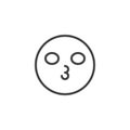 Kissing emoticon line icon