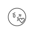 Kissing emoticon outline icon