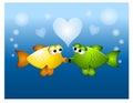 Kissing Fish Love Bubbles Royalty Free Stock Photo