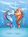 Kissing fish on water Royalty Free Stock Photo