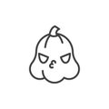 Kissing Halloween pumpkin face line icon