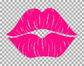 Kissing pink lips on a transparent background for poster or banner. Vector illustration Royalty Free Stock Photo