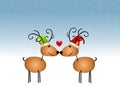 Kissing Reindeer Cartoon Royalty Free Stock Photo