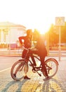 Kissing romantic couple in love. Sunset. Boy and girl standing n Royalty Free Stock Photo