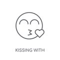 Kissing With Smiling Eyes emoji linear icon. Modern outline Kiss