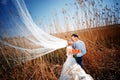 Kissing wedding couple