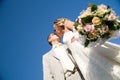 Kissing wedding pair Royalty Free Stock Photo