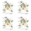 Kissing yellow birds wedding labels