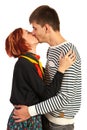 Kissing young couple Royalty Free Stock Photo