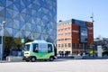 Smart Autonomous bus / car at bus stop.