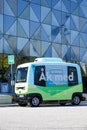 Smart Autonomous bus / car at bus stop.