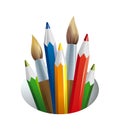 Kit of the artist. brushes and pencils Royalty Free Stock Photo