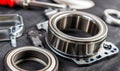 kit of bearings and oil seals for motorcycles Royalty Free Stock Photo