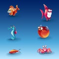 Kit of funny cartoon fishes