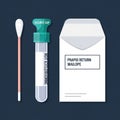 Kit includes a swab test tube with a green SECURE CAP and an envelope Royalty Free Stock Photo