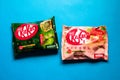 Kit-kat chocolate with matcha green tea and strawberry