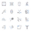 Kit line icons collection. Tool, Gear, Set, Equipment, Supplies, Accessories, Hardware vector and linear illustration