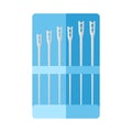 Kit needle for sewing isolated on white background. Needles for visually impaired in blue packaging in style flat Royalty Free Stock Photo