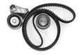 Kit of timing belt with rollers on a light background