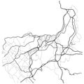 Kitakyushu city map Japan - town streets on the plan. Monochrome line map of the scheme of road. Urban environment. Vector