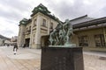 The old Mojiko station building with blue sky in Kitakyushu, Japan. Royalty Free Stock Photo