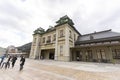 The old Mojiko station building with blue sky in Kitakyushu, Japan. Royalty Free Stock Photo