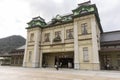 The old Mojiko station building with blue sky in Kitakyushu, Japan. Royalty Free Stock Photo