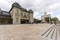 The old Mojiko station building with blue sky in Kitakyushu, Japan. Royalty Free Stock Photo