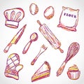 Kitchen accessories doodle Royalty Free Stock Photo