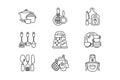 Kitchen accessories icons set linear style Royalty Free Stock Photo