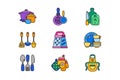 Kitchen accessories icons set linear style Royalty Free Stock Photo