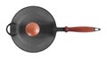 Kitchen accessories - Top view cast iron frying pan with cover. Isolated