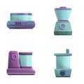 Kitchen appliance icons set cartoon vector. Kitchen equipment