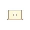 Kitchen appliances cupboard storage icon for cooking Illustration. Simple thin line style symbol