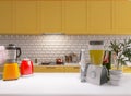 Kitchen with appliances 3d render, 3d illustration different equipment